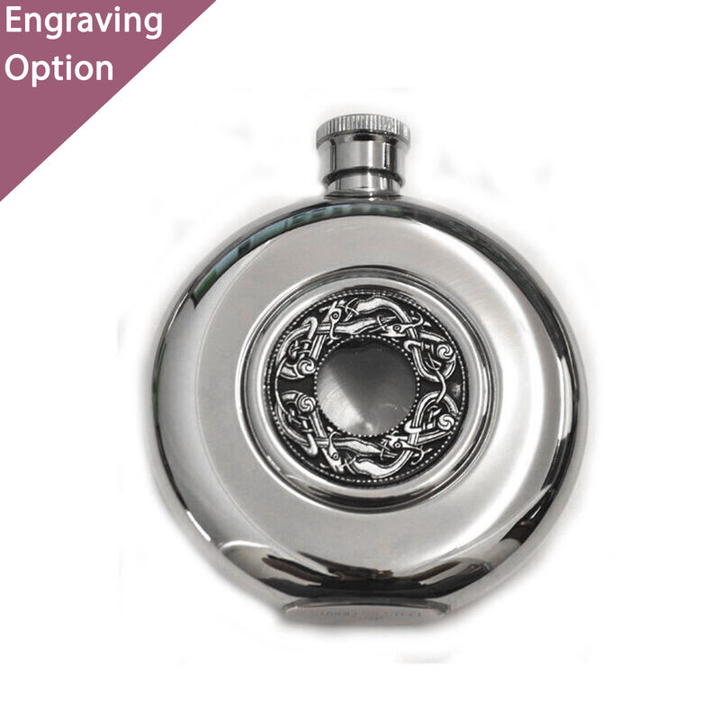 Mullingar Pewter Opened Faced Whiskey Face With Kells Design